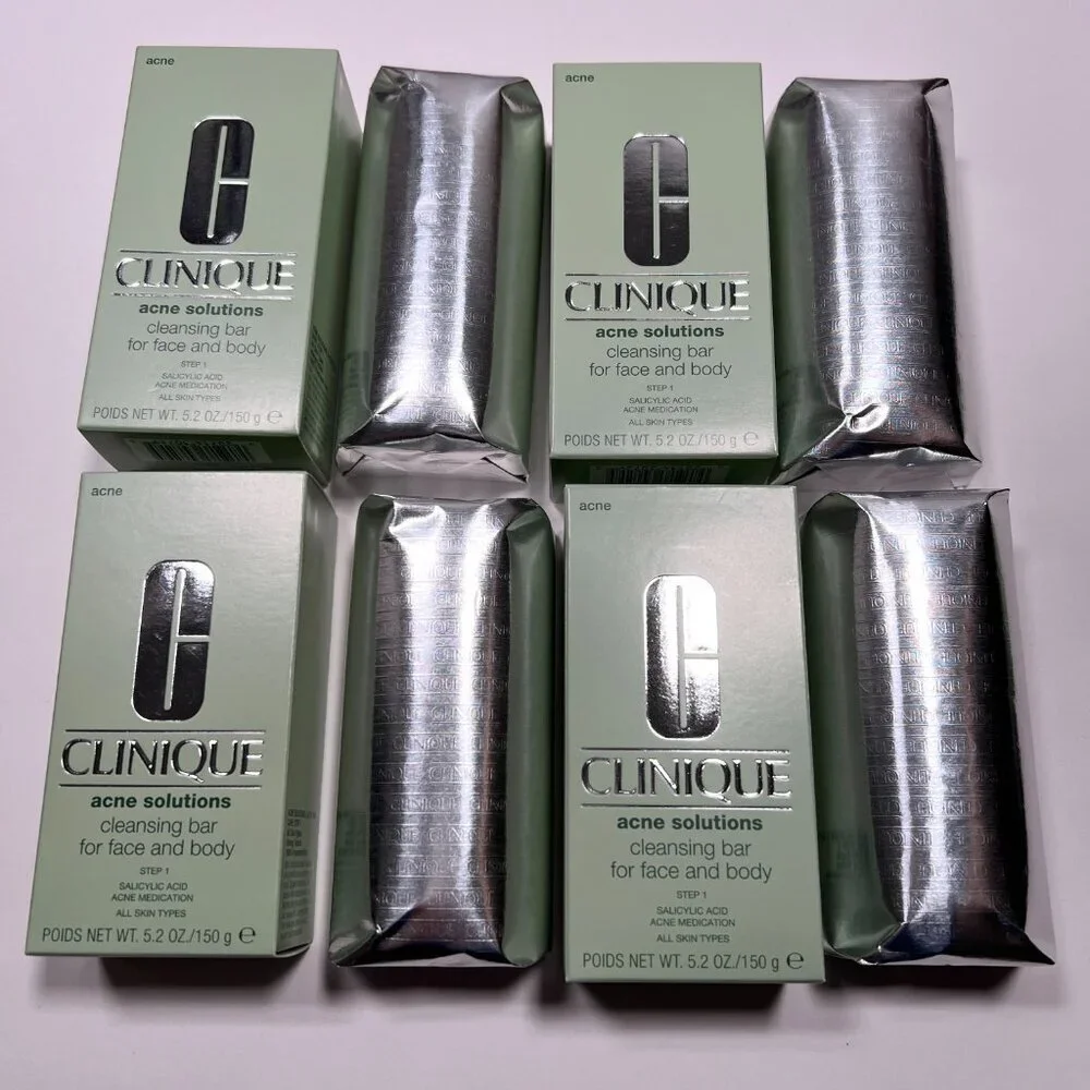 LOT of 4 Clinique Acne Solutions Cleansing Bar Soap For Face and Body Full Size